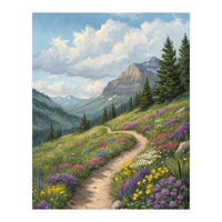 Serene Alpine Path Through Summer Wildflowers (Print Only)