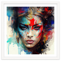 Crowned Mask Asian Warrior Portrait