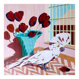 White cockatoo and black tulips (Print Only) thumbnail