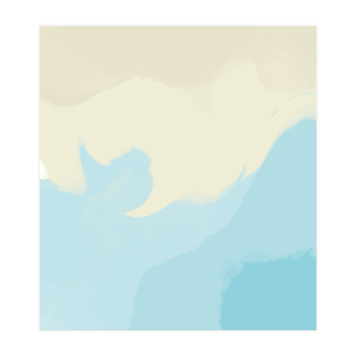 Mellow, Abstract Powder Blue Pastel Pearl Painting, Modern Simple Minimal Waves (Print Only)