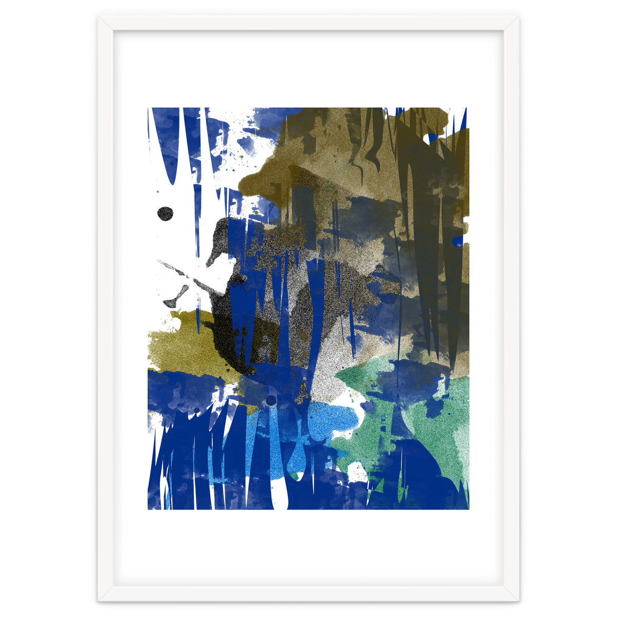 A Beautiful Mess, Abstract Blue Black Dark Eclectic Painting, Luxe Texture Contemporary Modern