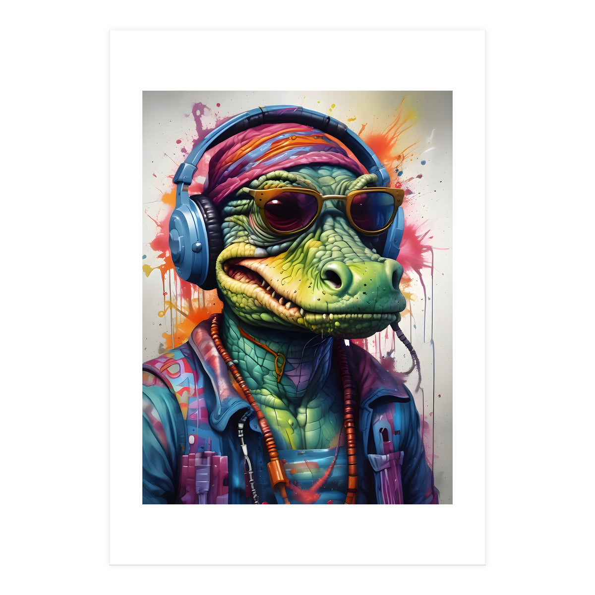 Alligator In Headphones Music (Print Only)
