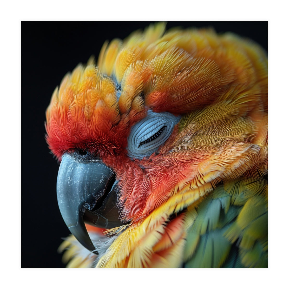 Close Up Of A Sleeping Sun Conure Parrot (Print Only)