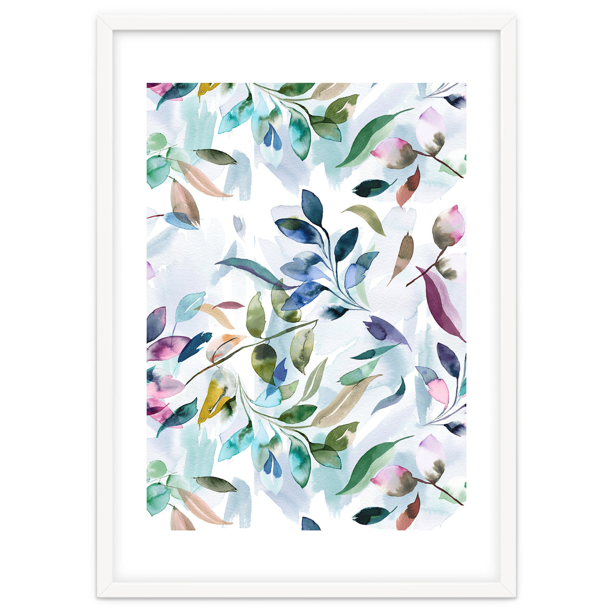 Watercolor Tranquility Leaves Mauve