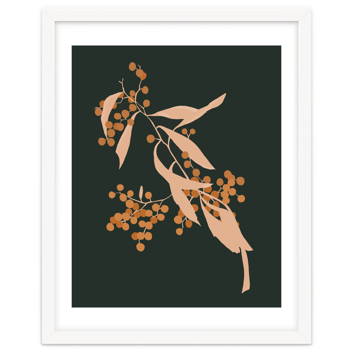 The Blooming Touch, Botanical Vintage Illustration, Dark Blush Bohemian Painting, Plants Nature Eclectic Classy Scandinavian