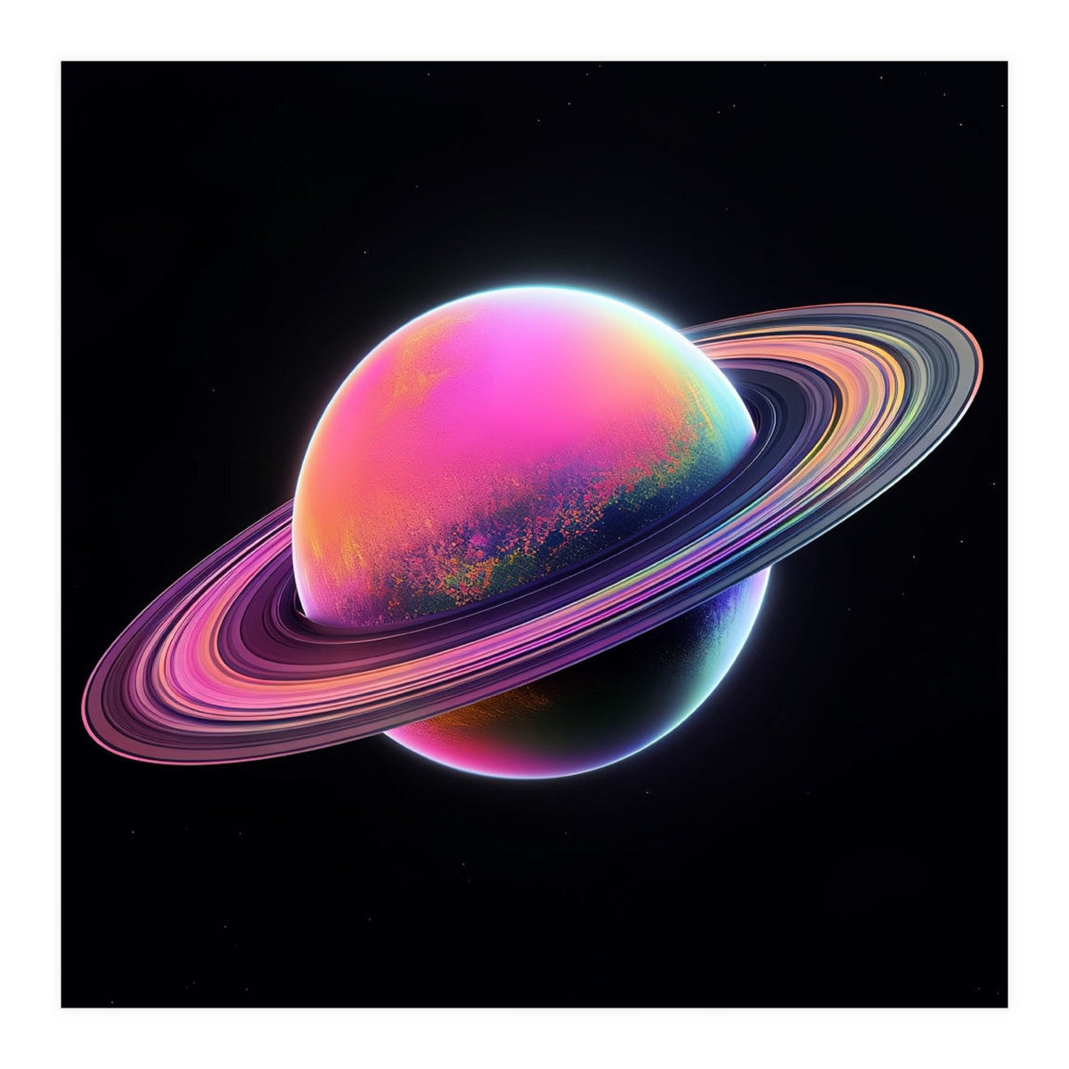 Neon Nebula Planet: Surreal Cosmic Illustration (Print Only)