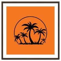 Palm Trees And Sunset in Black