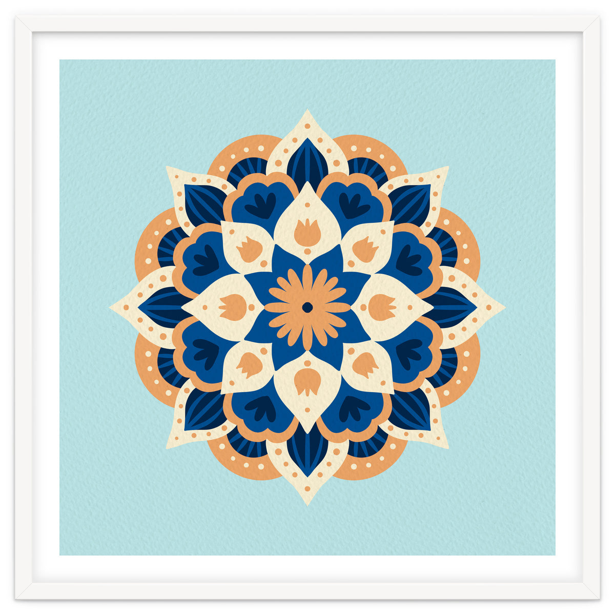 Mandala flower - orange and blue