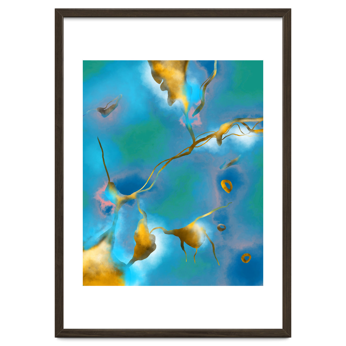 In My Veins, Abstract Marble Gold Texture, Eclectic Painting Resin Bohemian, Contemporary Luxe Chic Luxury