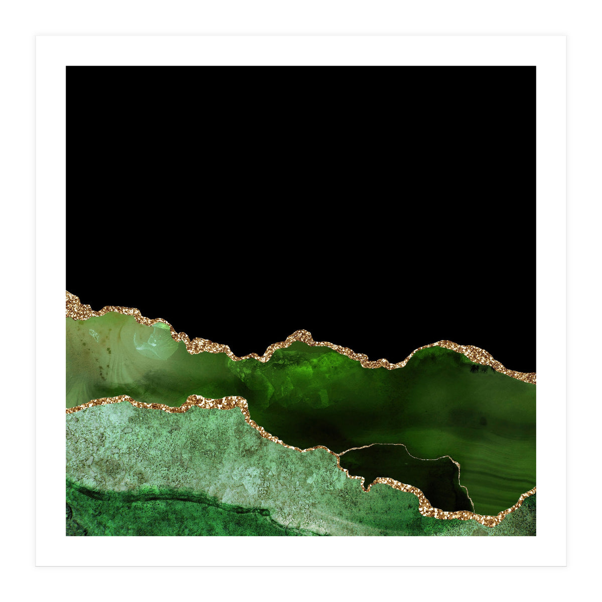 Green & Gold Agate Texture 10  (Print Only)