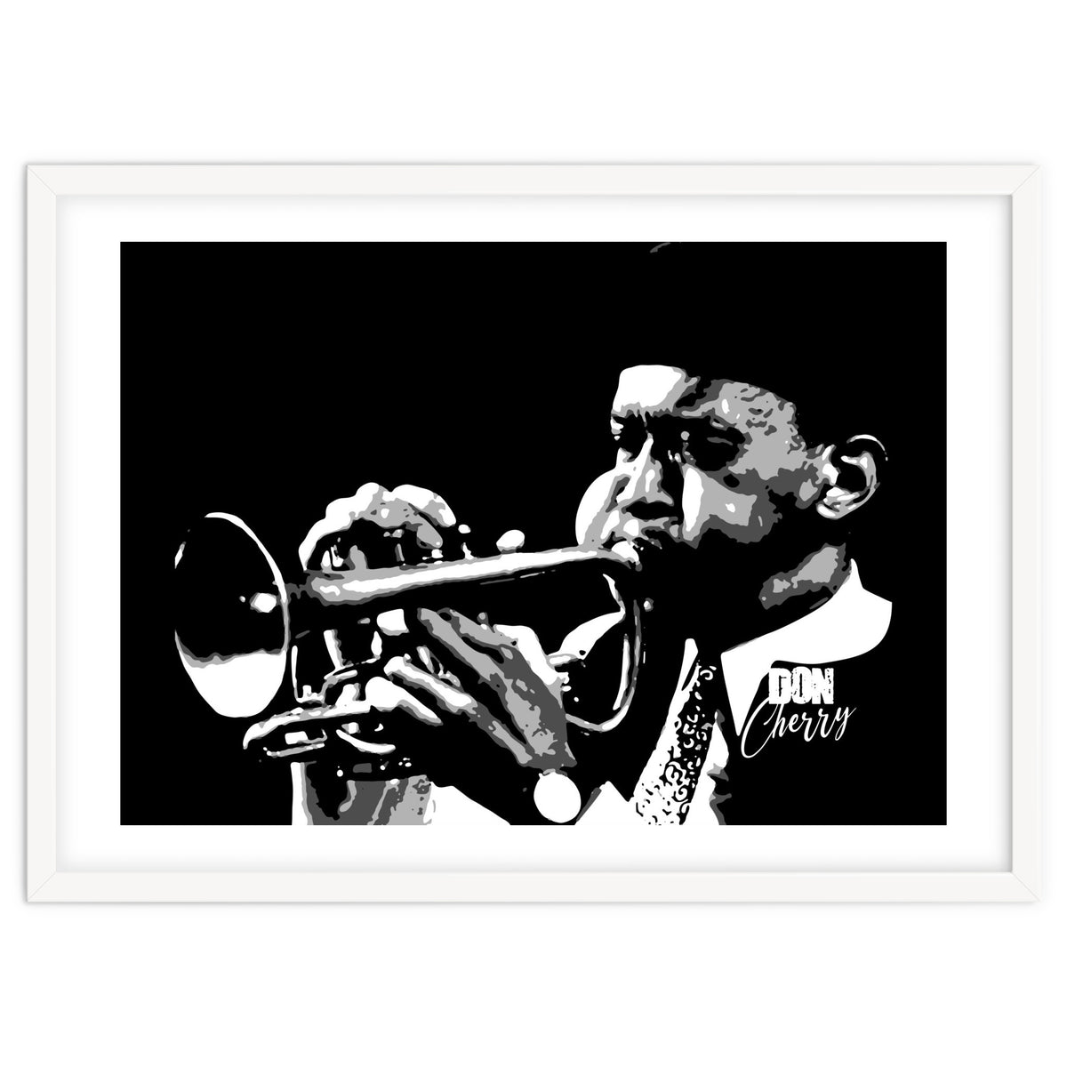 Don Cherry American Jazz Trumpeter in Grayscale