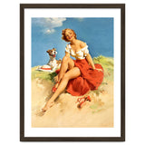 Sexy Pinup Girl On The Beach With Her Dog thumbnail