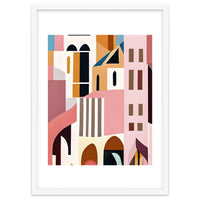 Moroccan City, Pastel Architecture Cityscape Buildings, Travel Eclectic Modern Bohemian Houses
