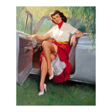 Sexy Pinup Woman Posing In Convertible Car (Print Only) thumbnail