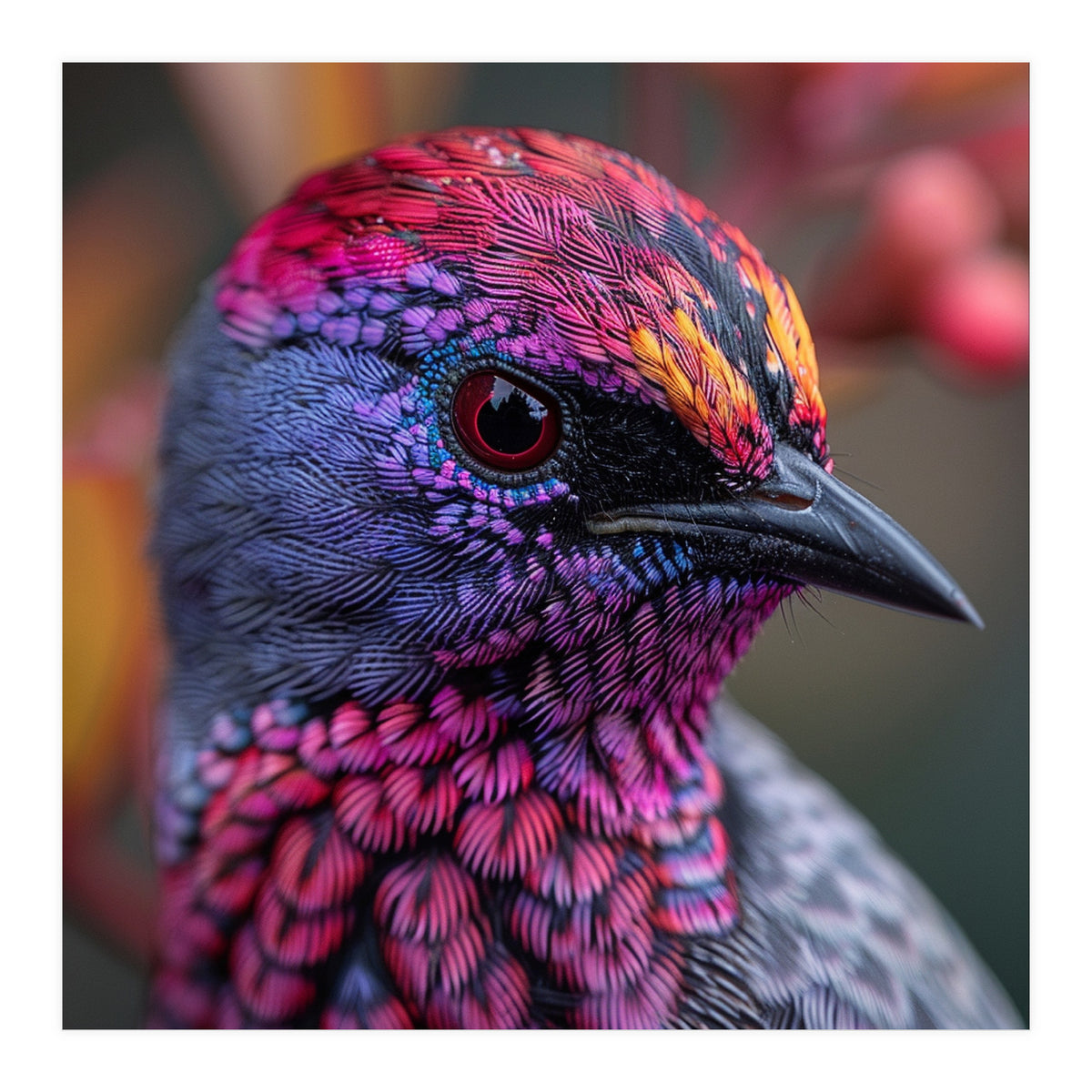 Vibrant Exotic Bird Detailed Feather Close Up (Print Only)