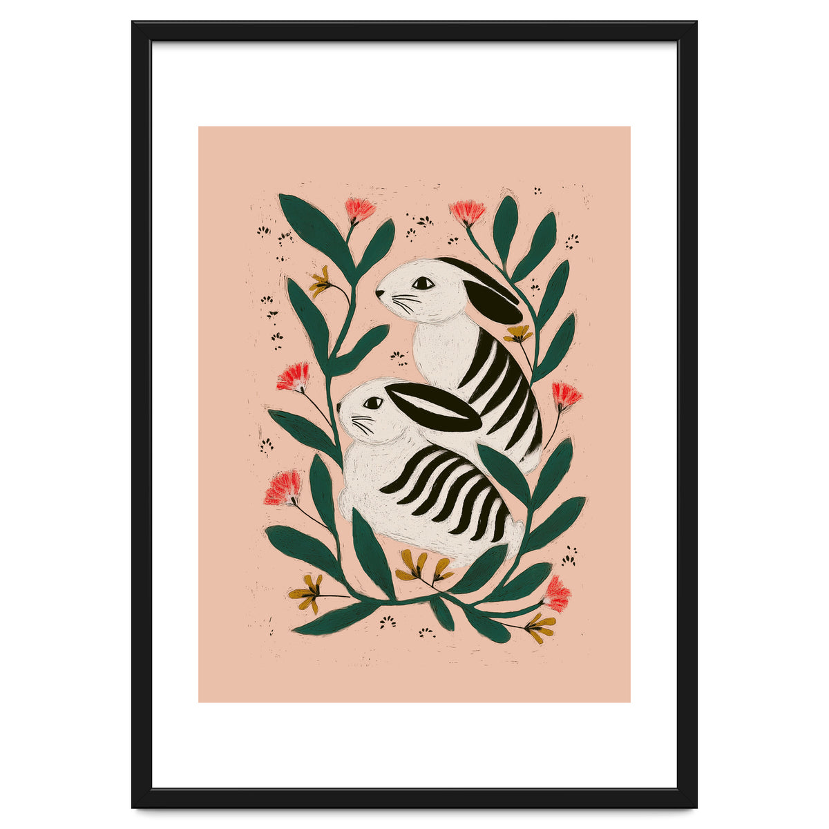 Hares Among Flowers