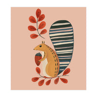 Squirrel In A Pink Autumn (Print Only)