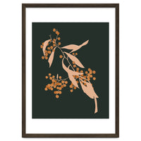 The Blooming Touch, Botanical Vintage Illustration, Dark Blush Bohemian Painting, Plants Nature Eclectic Classy Scandinavian
