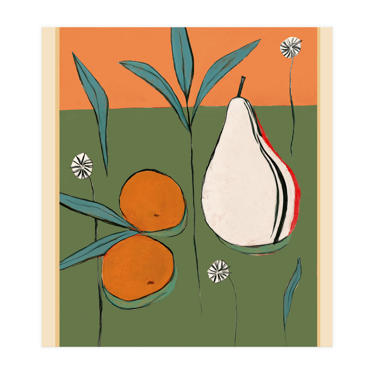 Abstract Pear And Orange Art (Print Only)
