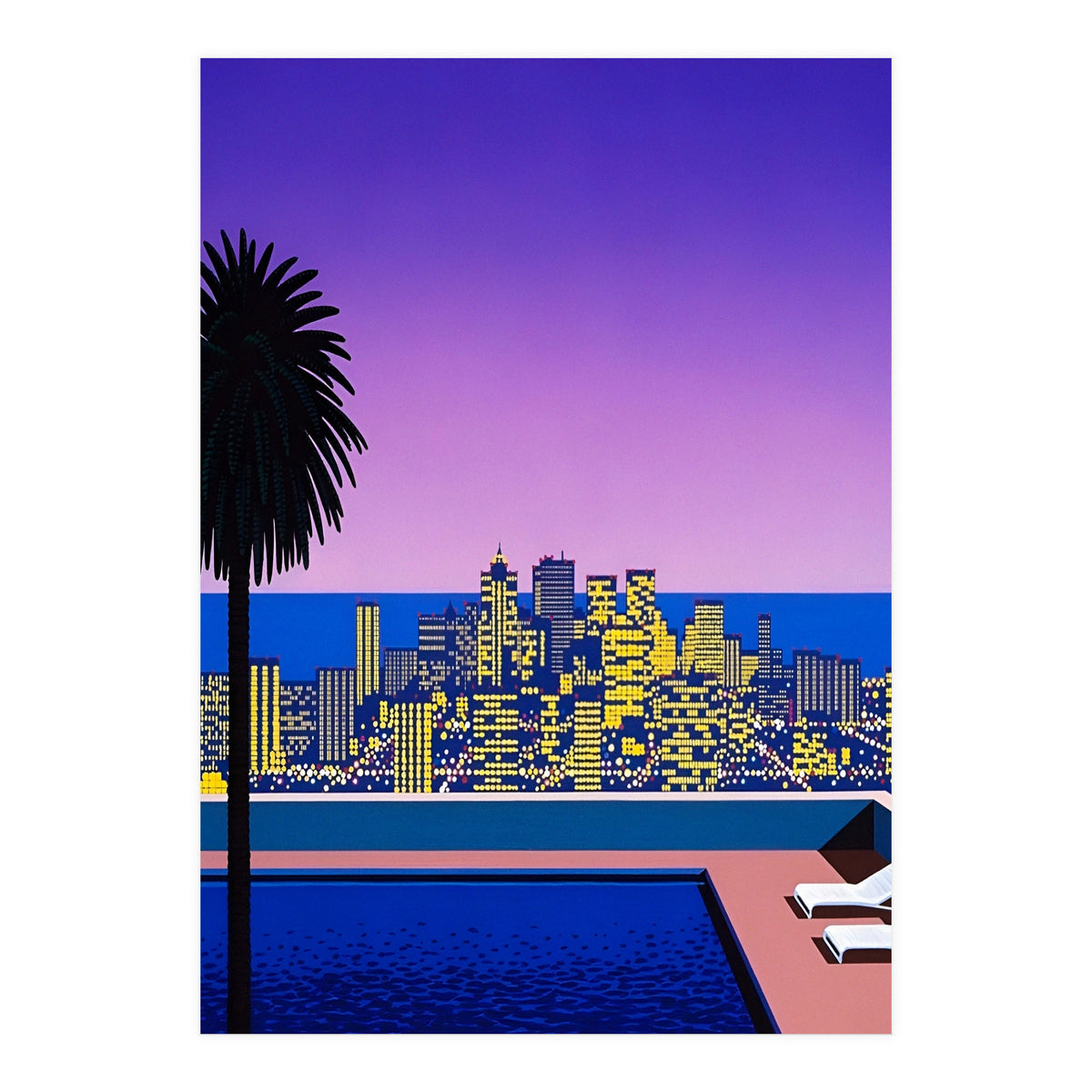 Hiroshi Nagai - City Pop At Night, Swimming Pool (Print Only)