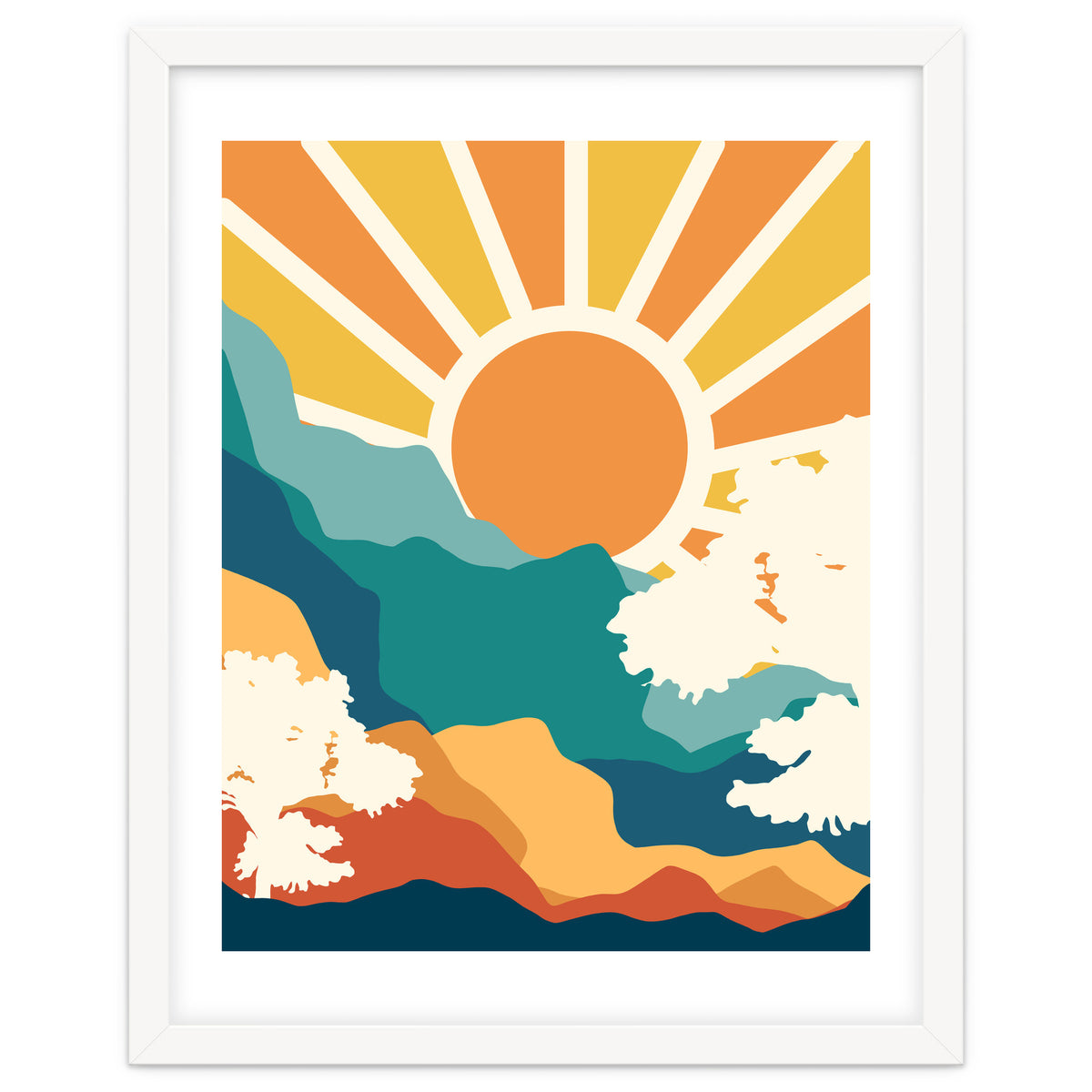 Sunrise Mindset, Positivity Optimism Self Love Self Care Growth, Nature Retro Eclectic Bohemian Peace Contemporary