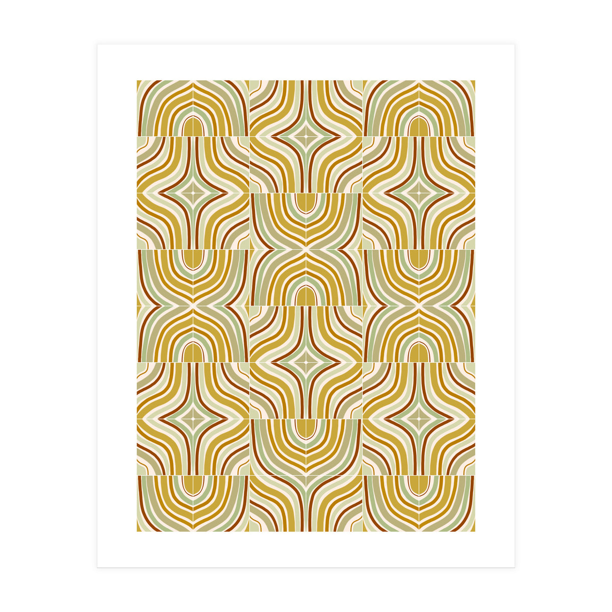 Ochre Retro Marbled Tiles (Print Only)