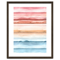 Watercolour Abstract Stripes Red Blue