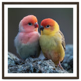 Pair Of Lovebirds Sitting On Rocks thumbnail