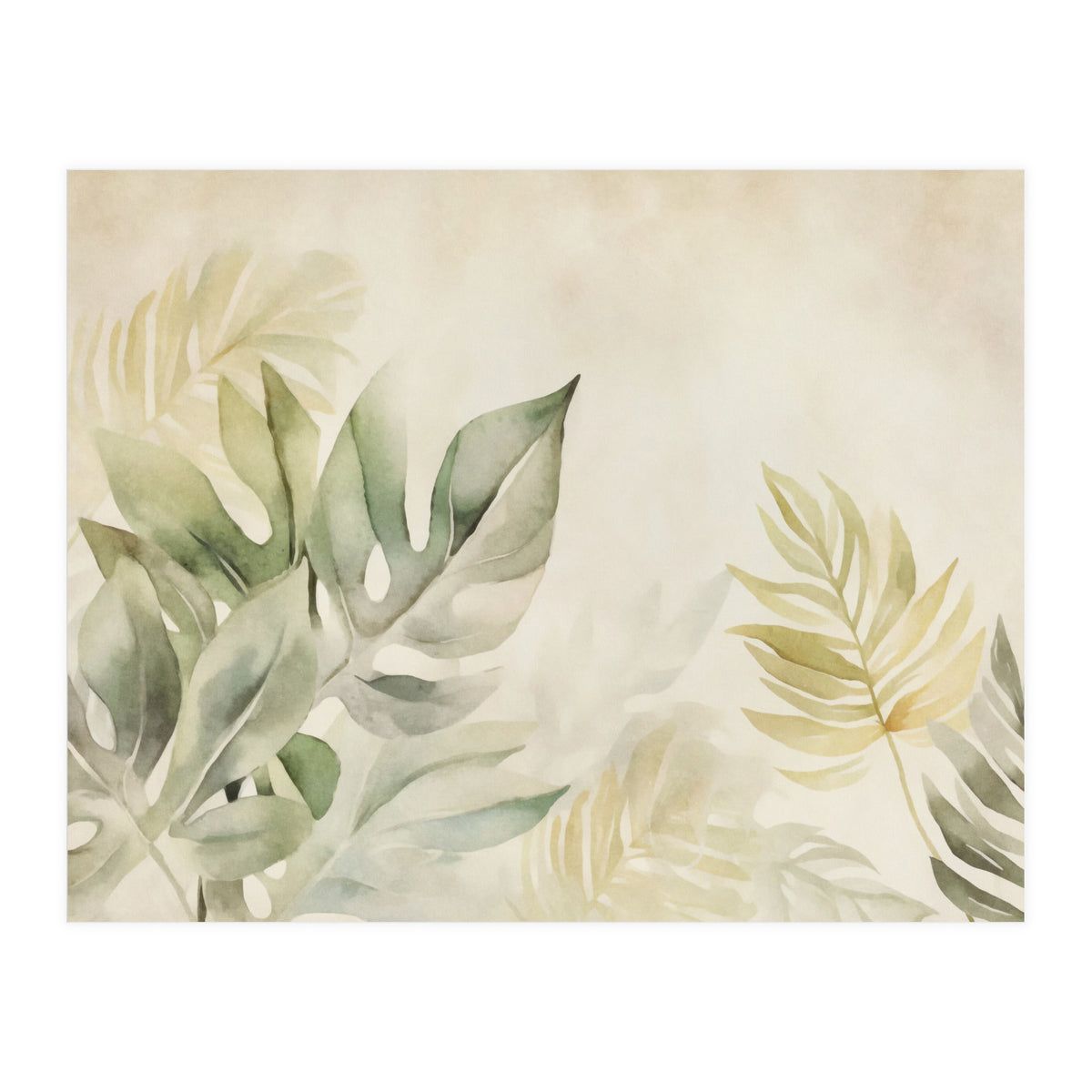 Gentle Leaf Tropical Whispers Watercolor Green (Print Only)