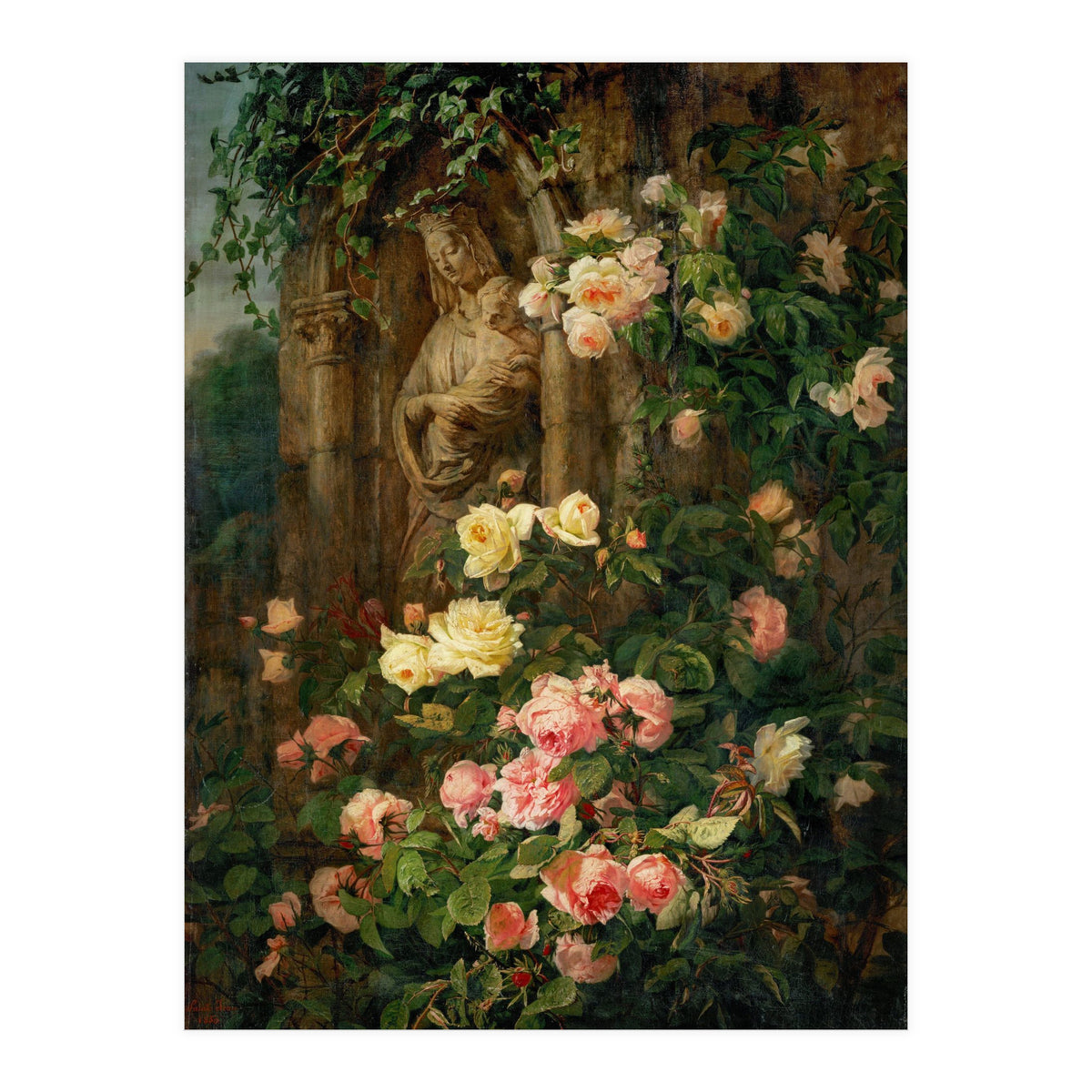 Le Benitier: Notre-Dame-des-Roses. 1850 Canvas, 127 x 90 cm. (Print Only)