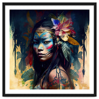 Floral Native Asian Warrior Portrait
