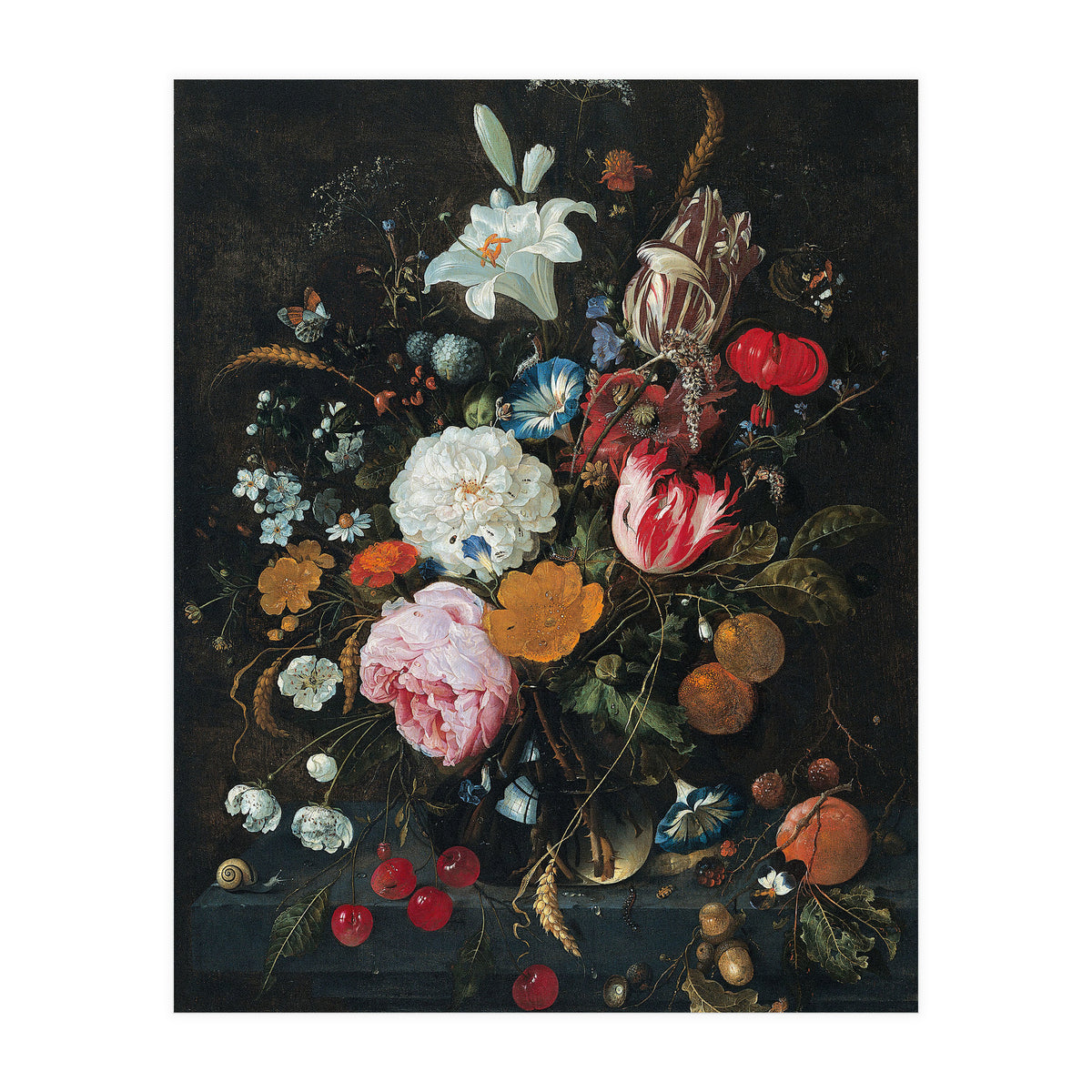 Jan Davidsz. de Heem (Utrecht, 1606-Amberes, 1683/4). Flowers in a glass Vase with Fruit (ca. 166... (Print Only)