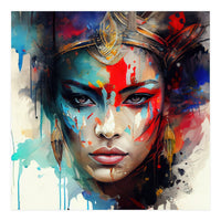 Crowned Mask Asian Warrior Portrait (Print Only)