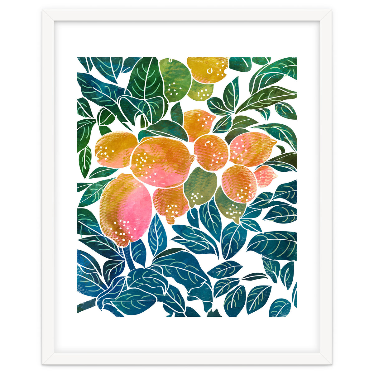 Lemons | Watercolor Modern Boho Botanical Painting | Pastel Summer Jungle Garden Juicy Fresh