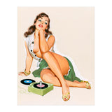 Sexy Pinup Woman Posing With Record Player (Print Only) thumbnail