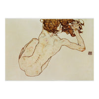 Kauernder Rueckenakt - Crouching nude,back view,1917. Gouache and pencil, 29,5 x 45 cm. (Print Only)