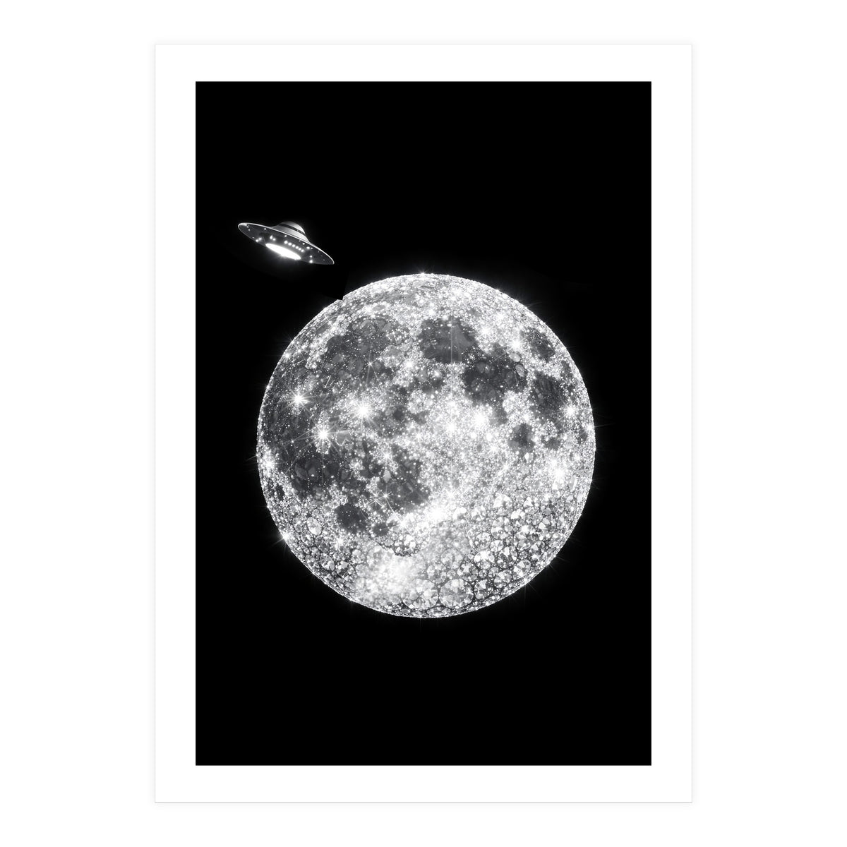 Diamond moon and UFO (Print Only)