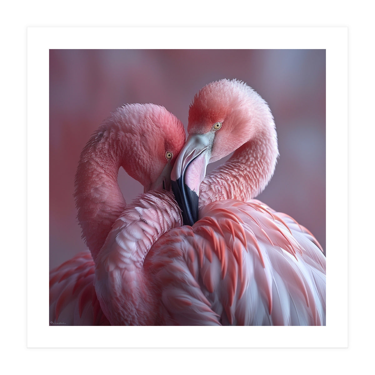 Cute Two Pink Flamingos (Print Only)