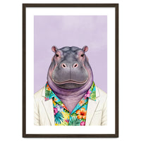 Hippopotamus in Gangster Havana Shirt