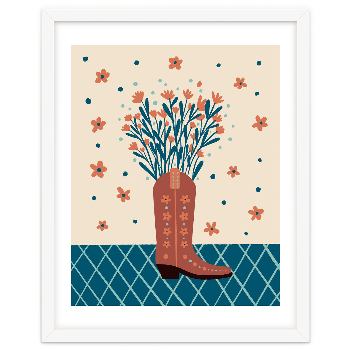 Mocha Cowboy boot with flowers