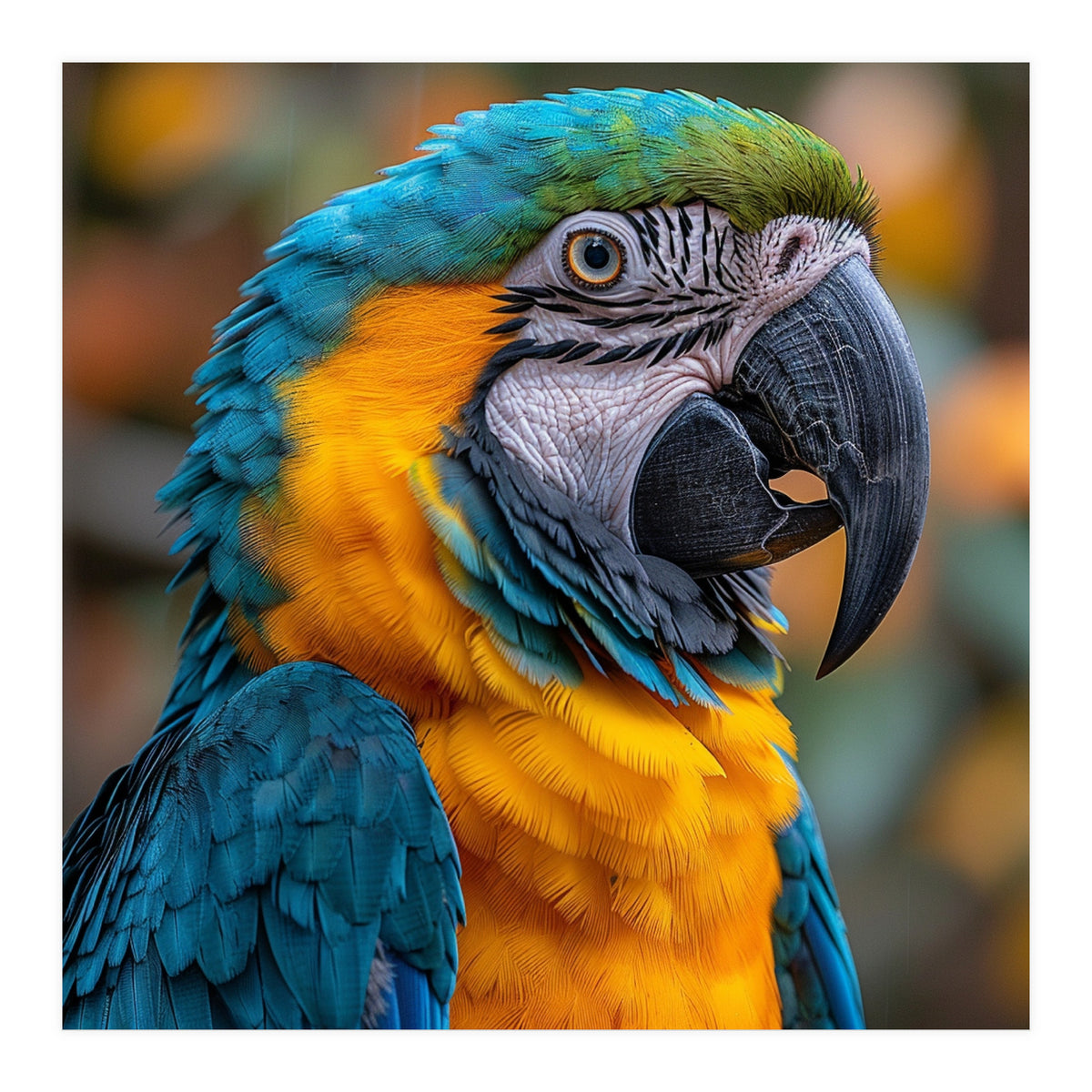 Blue And Yellow Macaw Parrot Close Up Portrait (Print Only)