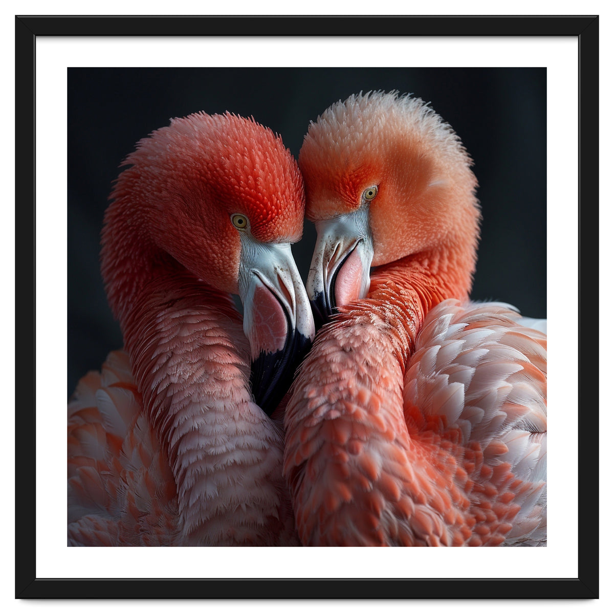 Two Flamingos Together Showing Affection