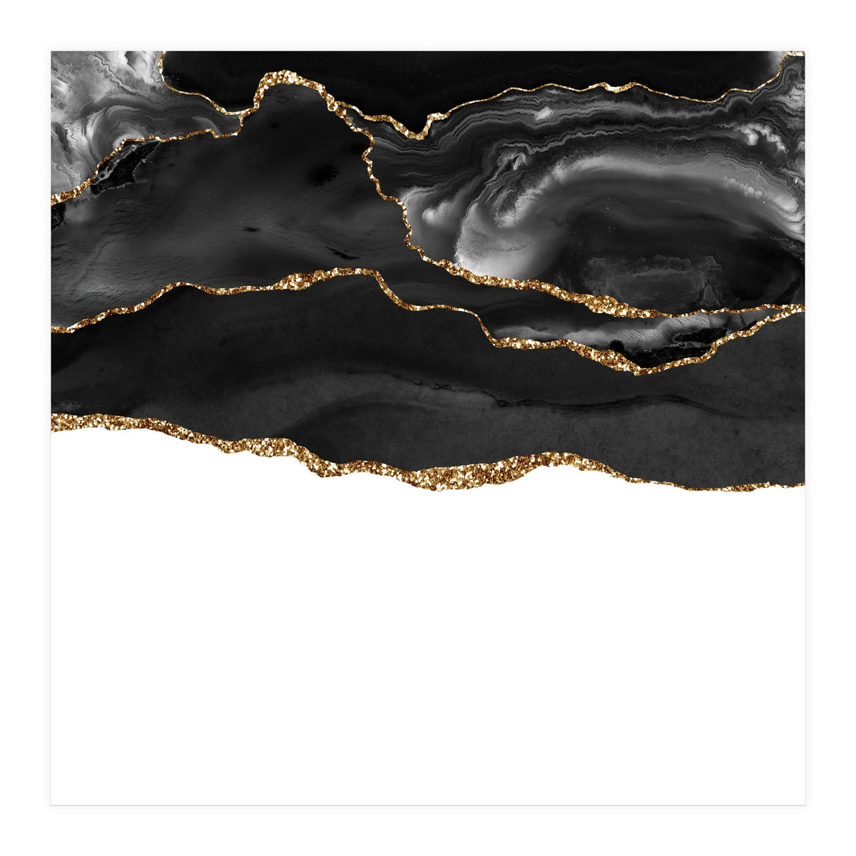 Black & Gold Agate Texture 05  (Print Only)