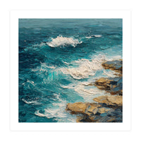 Dynamic Coastal Swell with Sculpted Turquoise Waves (Print Only)