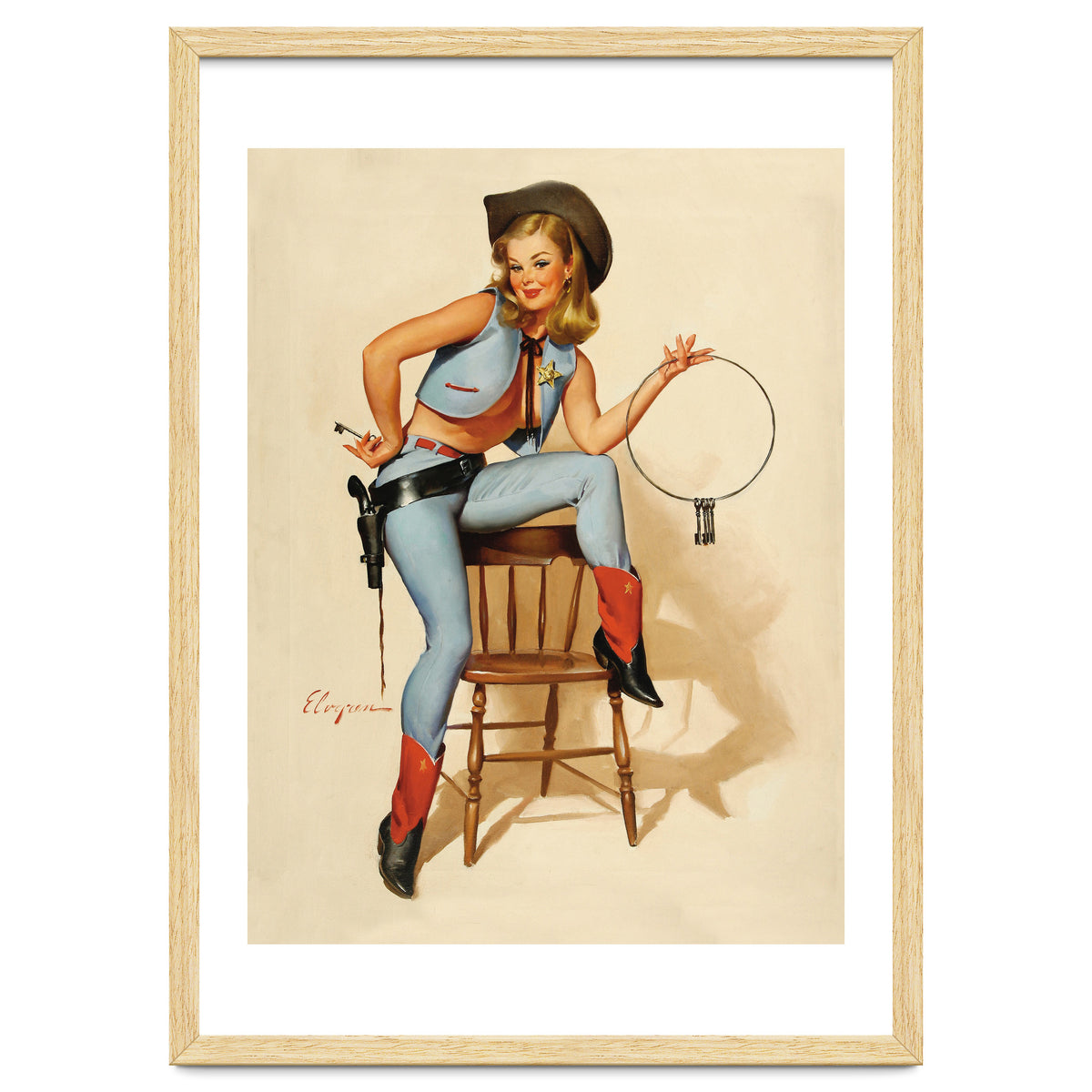 Pinup Cowgirl With A Key