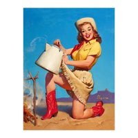 Pinup Sexy Woman Posing With A Hot Teapot (Print Only)