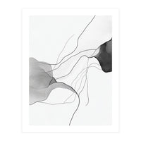 Abstract Black And White Flowing Lines And Shapes On White Background (Print Only)