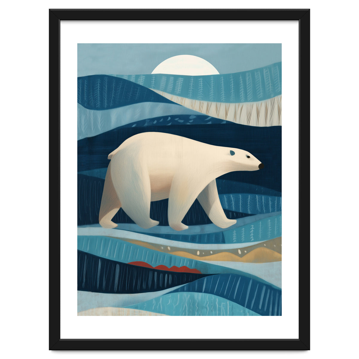 Polar Bear In The Blue Arctic