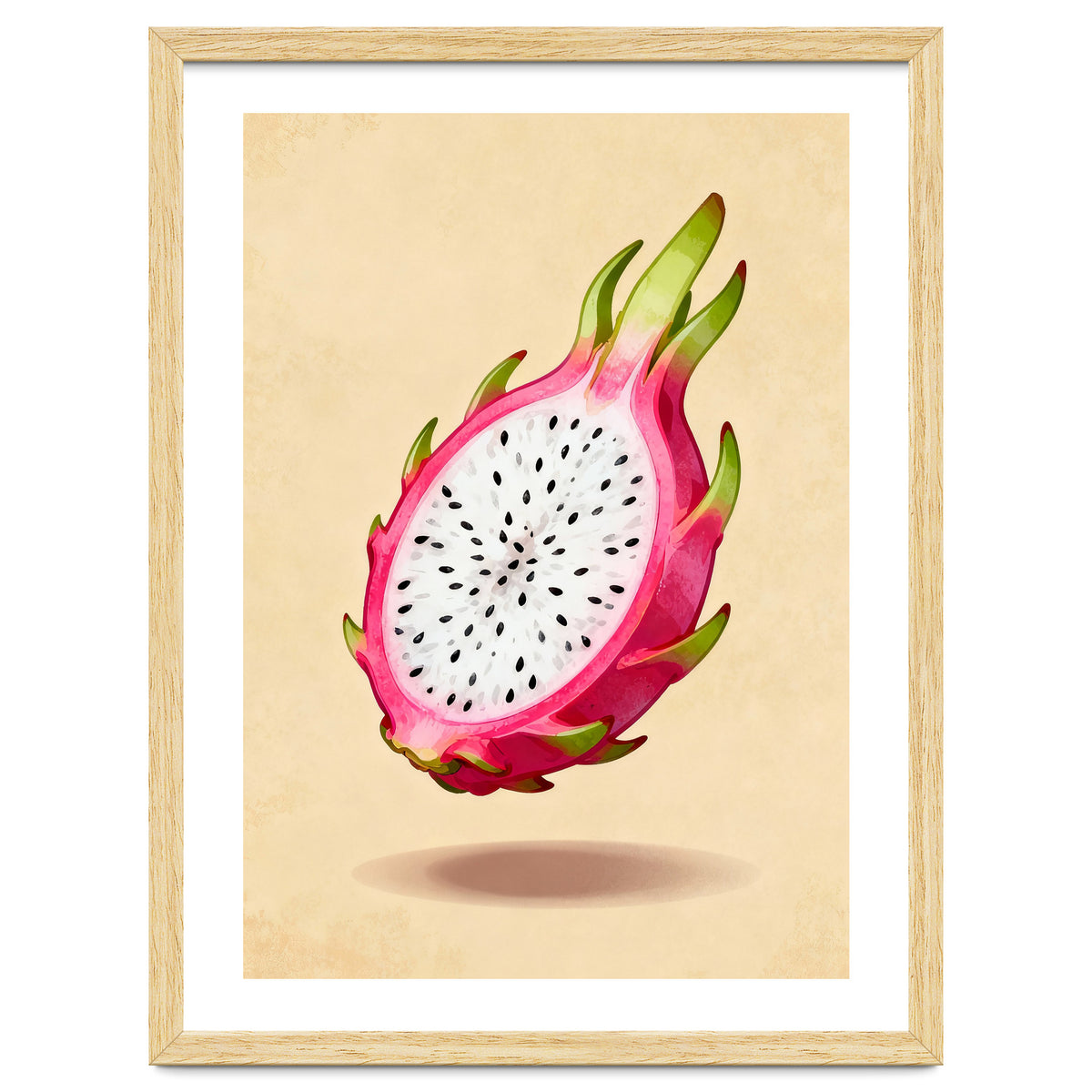 Dragonfruit, Watercolor Illustration, Tropical Pink Art