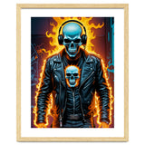 Fiery Skeleton Biker In Headphones thumbnail